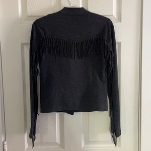 Western fringe zip-up sweater